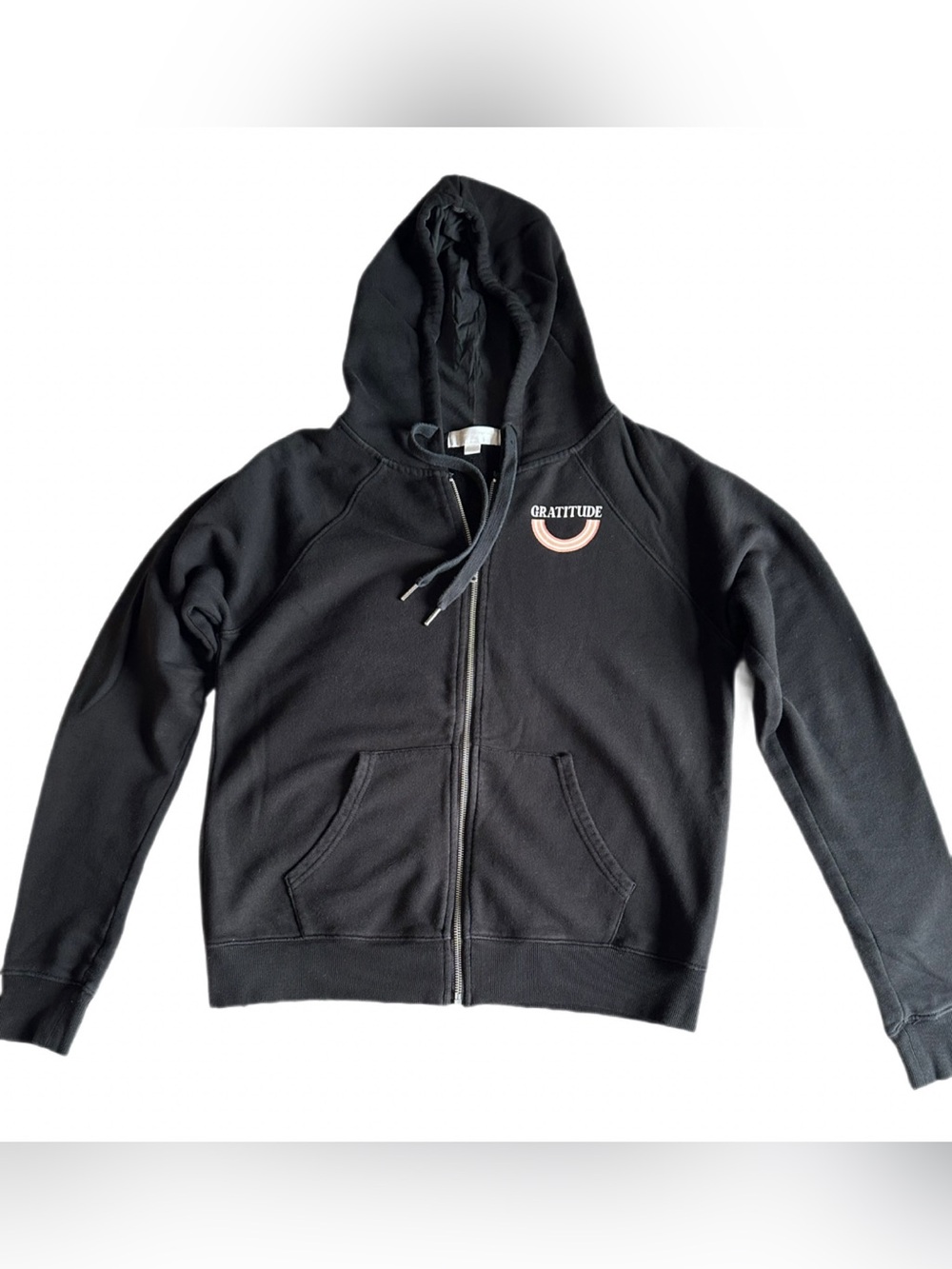 Spiritual Gangster Gratitude Rainbow Zip Hoodie Black Women’s Medium - Picture 2 of 7